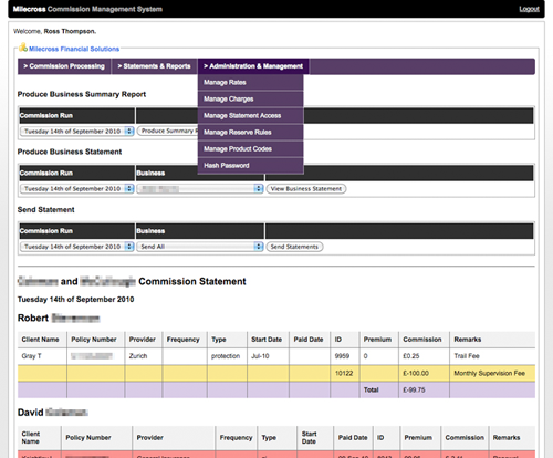 Milecross Commission System